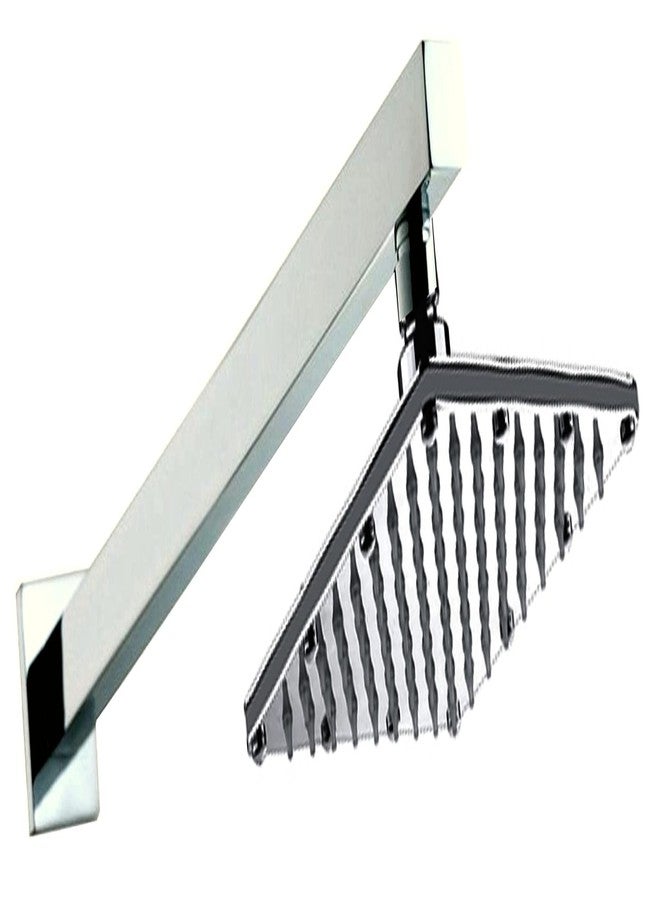 دش مطري مربع علوي من الفولاذ المقاوم للصدأ من DRIZZLE مع ذراع طويل بطول 15 بوصة للحمام (فضي، 6 × 6 بوصات)